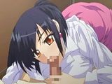 Busty hentai Japanese sucking bigcock and swallowing cum
