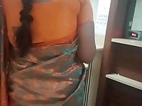 SATIN SILK SAREE AUNTY